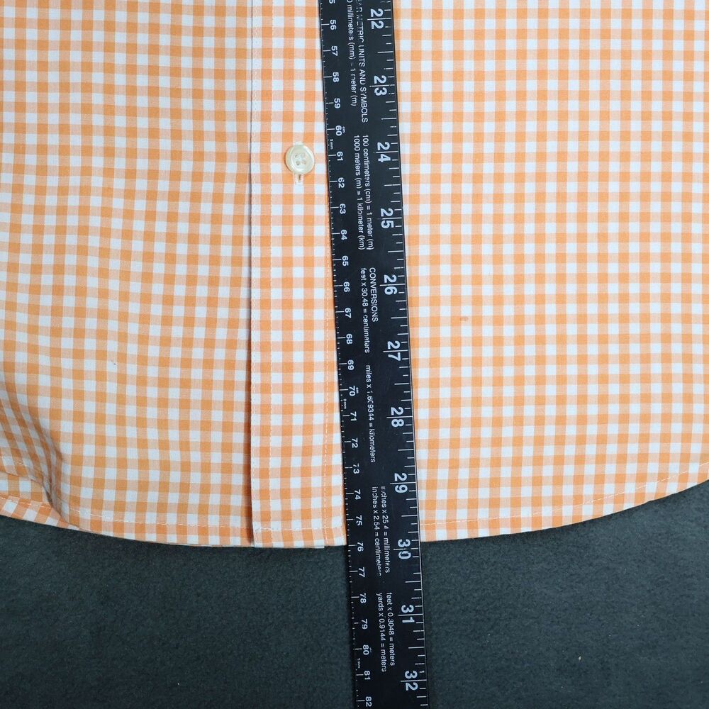 Chaps Mens Long Sleeve Button Down Shirt M Medium Orange Gingham Check Easy Care - Picture 12 of 13